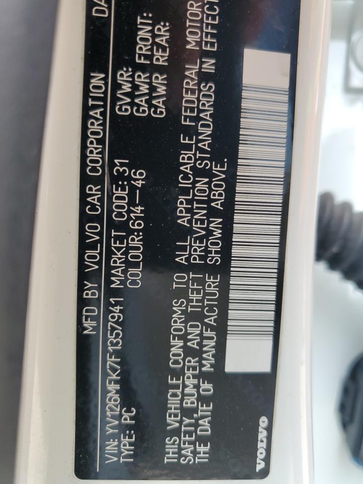 2015 Volvo S60 Premier Copart, lot number: 58521125, vin: YV126MFK7F1357941. Thumbnail 12