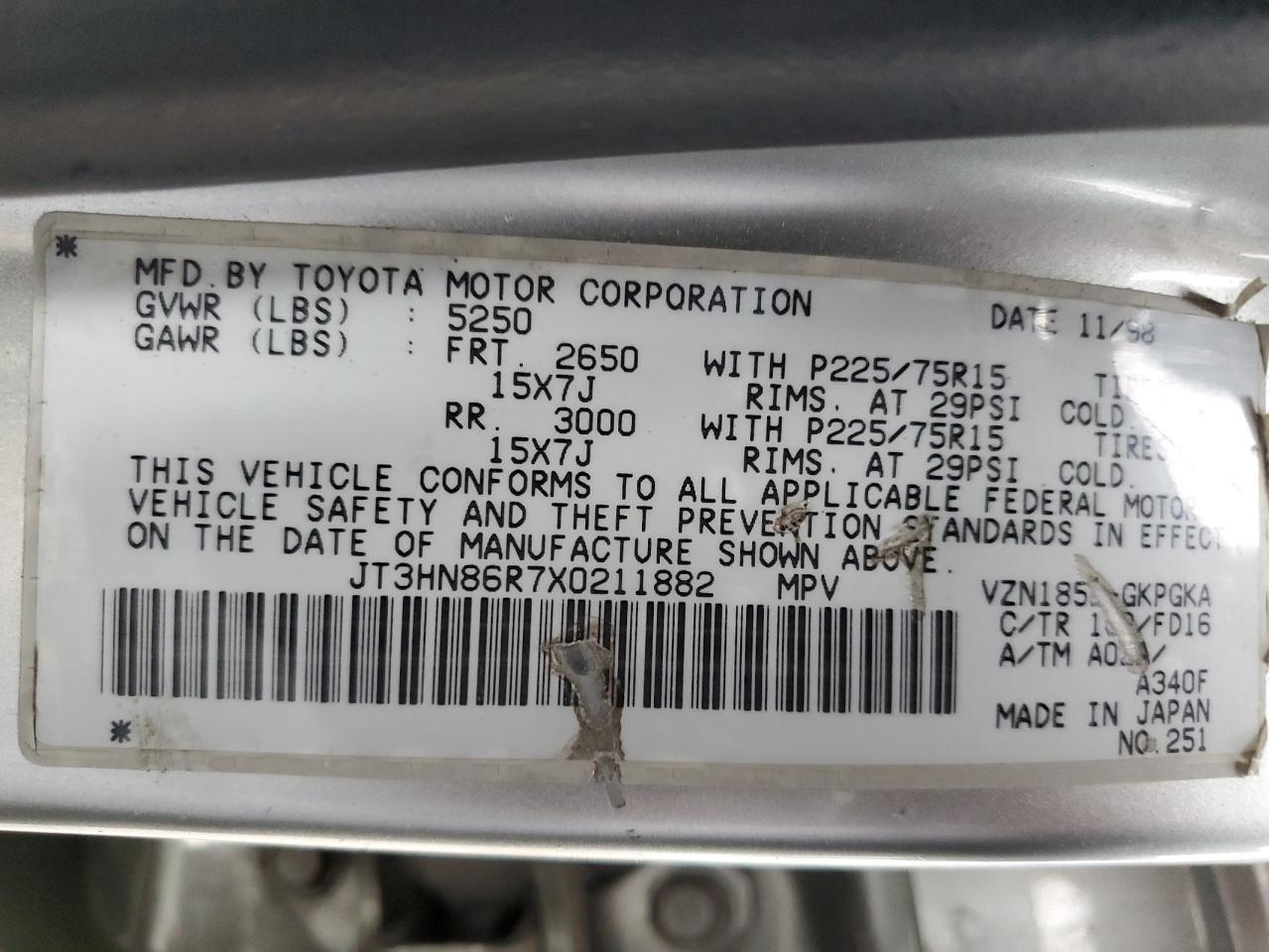 1999 Toyota 4Runner Sr5 Copart, lot number: 59237195, vin: JT3HN86R7X0211882. Thumbnail 14