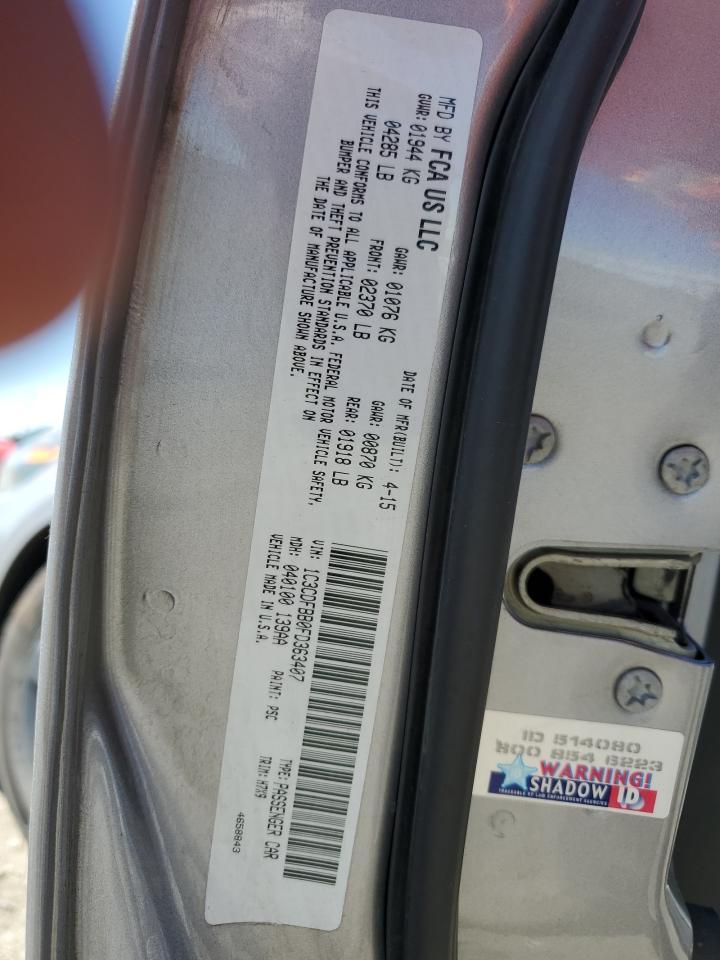 2015 Dodge Dart Sxt Copart, lot number: 58753325, vin: 1C3CDFBB0FD363407. Thumbnail 12