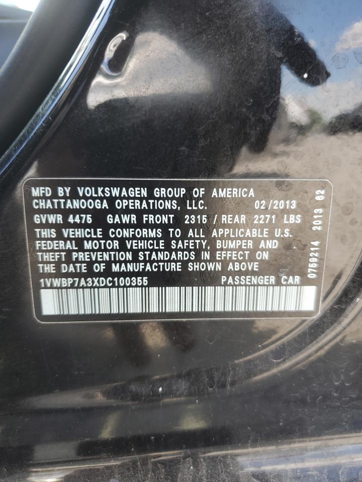 2013 Volkswagen Passat Se Copart, lot number: 55667095, vin: 1VWBP7A3XDC100355. Thumbnail 12