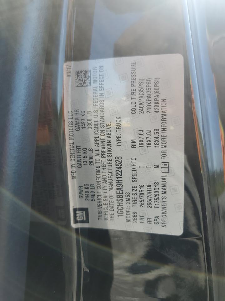 2017 Chevrolet Colorado Copart, lot number: 55944165, vin: 1GCHSBEA9H1224528. Thumbnail 12