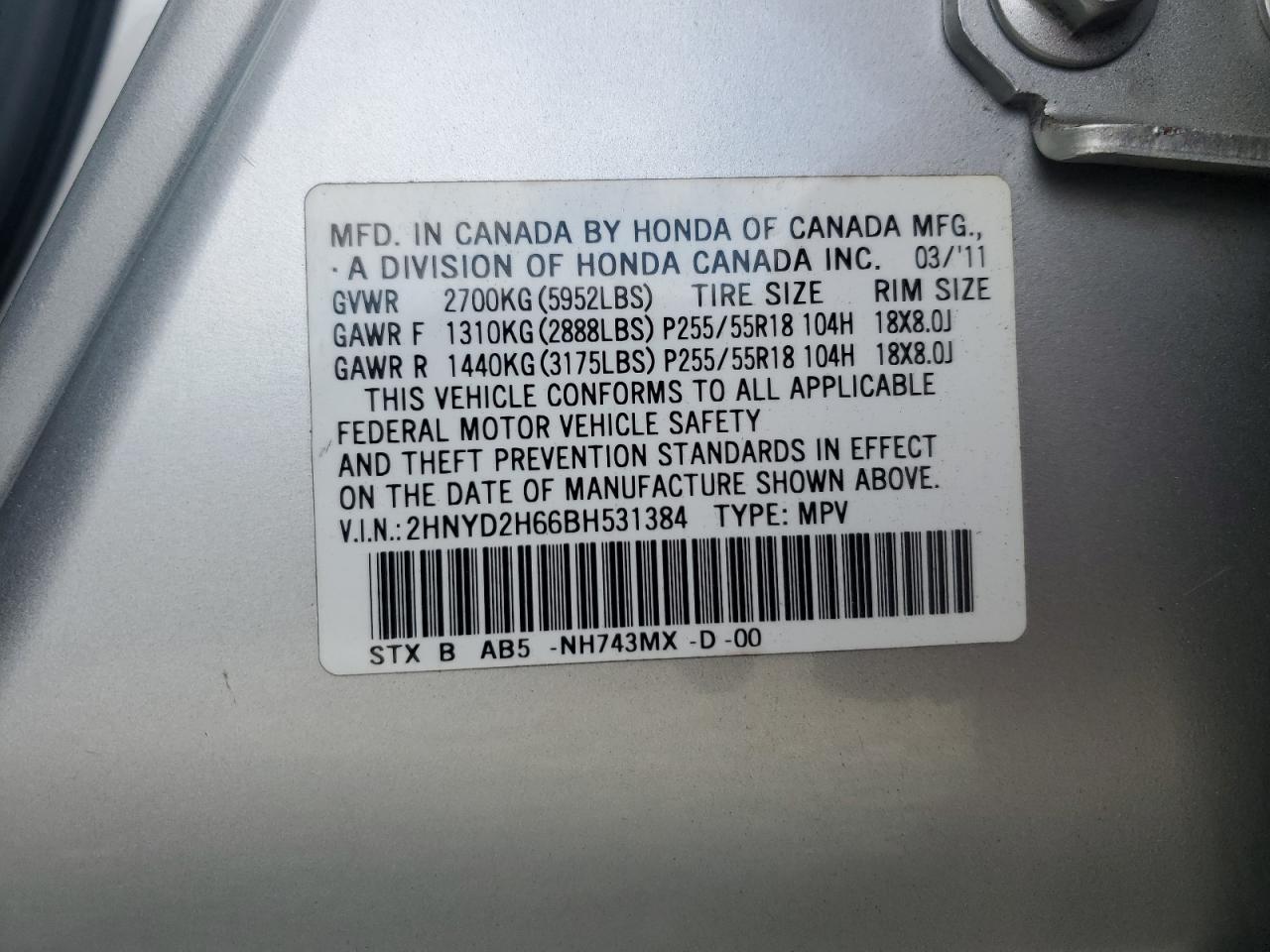 2011 Acura Mdx Technology Copart, lot number: 56031545, vin: 2HNYD2H66BH531384. Thumbnail 13