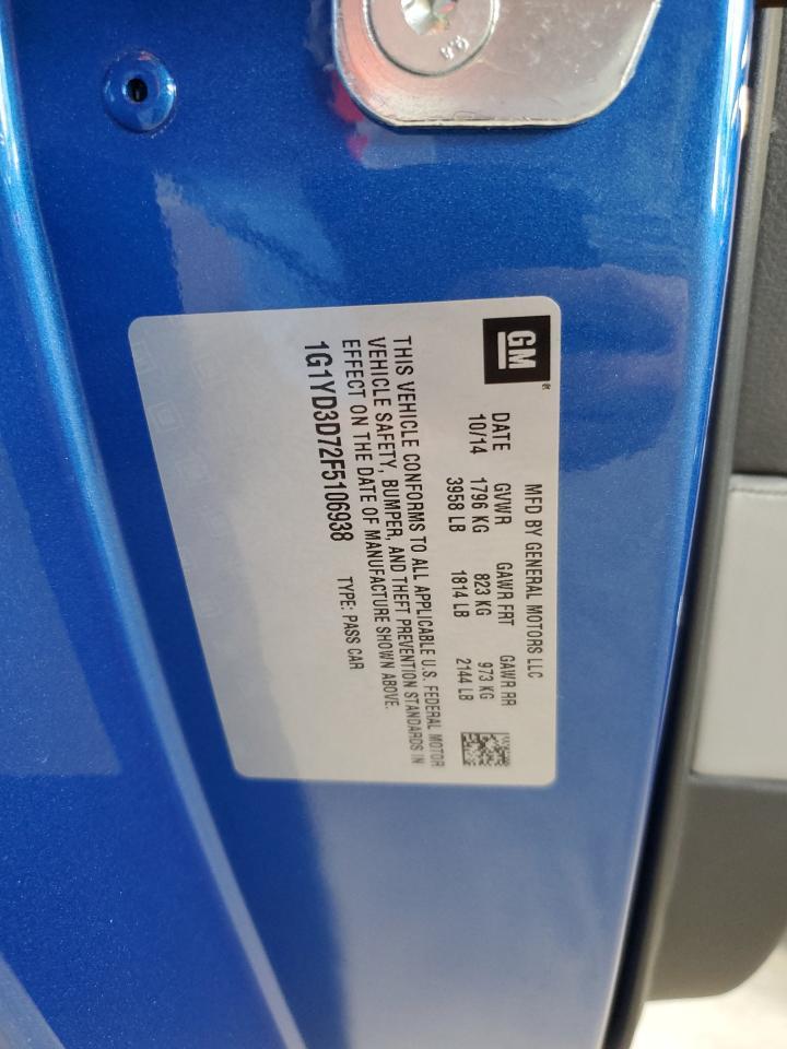 2015 Chevrolet Corvette Stingray 2Lt Copart, lot number: 59184705, vin: 1G1YD3D72F5106938. Thumbnail 13