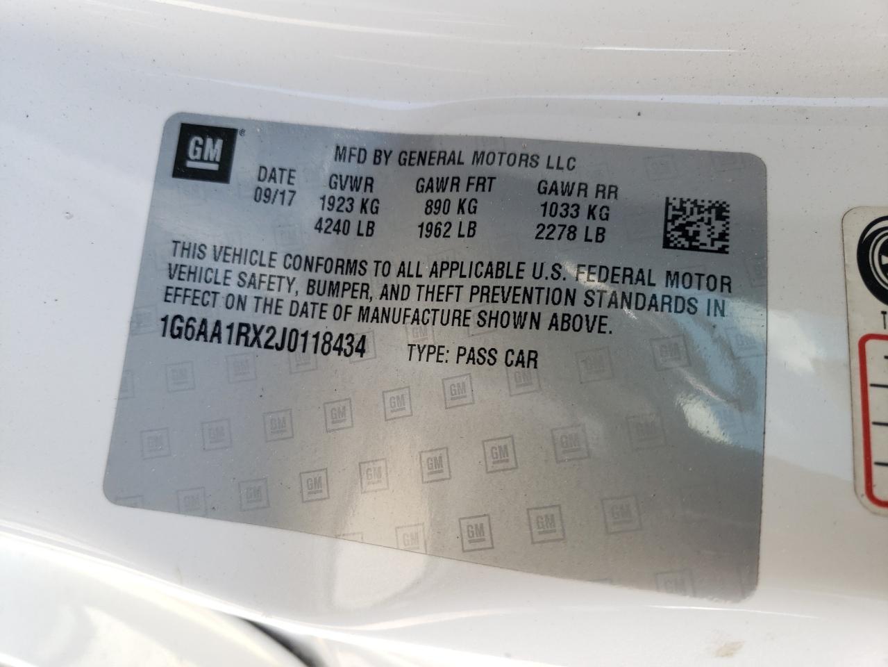 2018 Cadillac Ats Copart, lot number: 58009425, vin: 1G6AA1RX2J0118434. Thumbnail 12