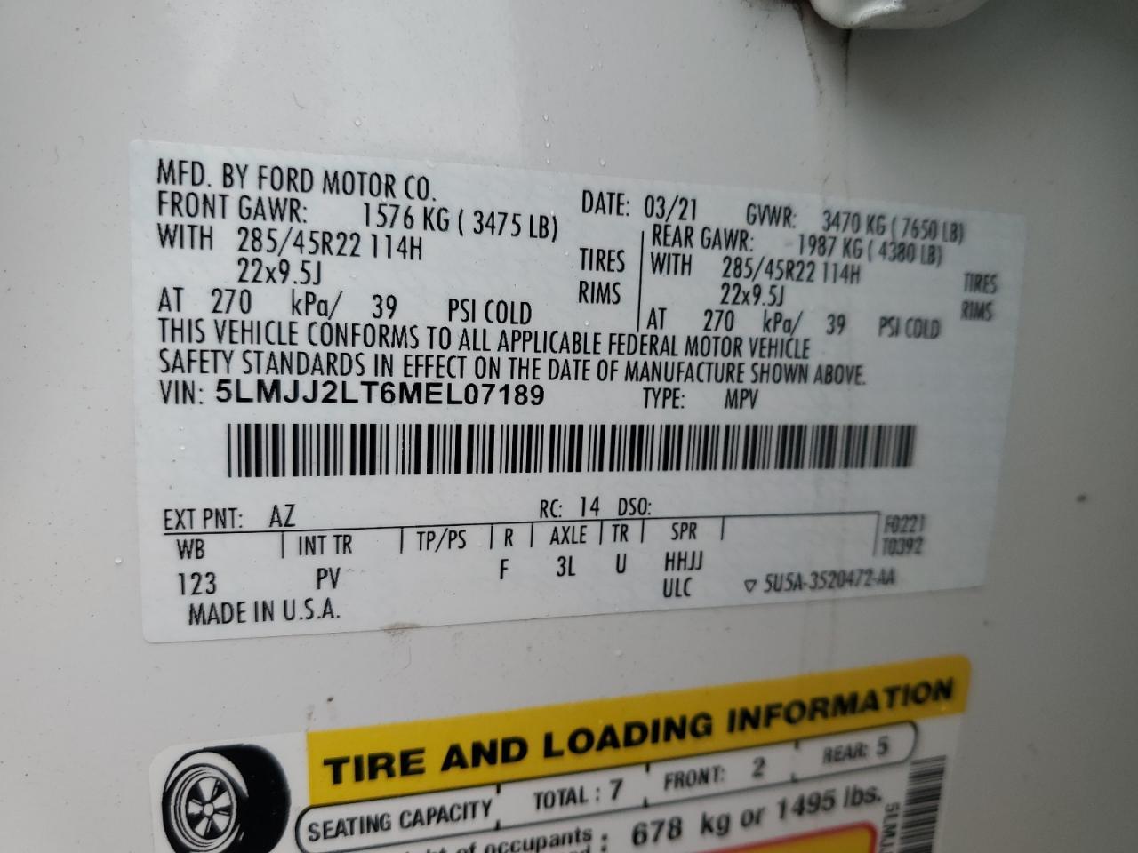 2021 Lincoln Navigator Reserve Copart, lot number: 58266655, vin: 5LMJJ2LT6MEL07189. Thumbnail 14