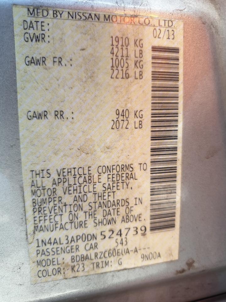 2013 Nissan Altima 2.5 Copart, lot number: 56784395, vin: 1N4AL3AP0DN524739. Thumbnail 12