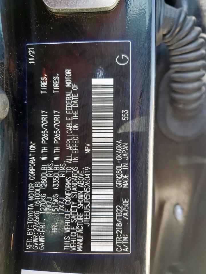 2022 Toyota 4Runner Sr5 Copart, lot number: 58379665, vin: JTEEU5JR5N5260419. Thumbnail 13