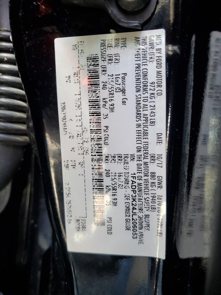 2018 Ford Focus Se Copart, lot number: 56282615, vin: 1FADP3K24JL206053. Thumbnail 12