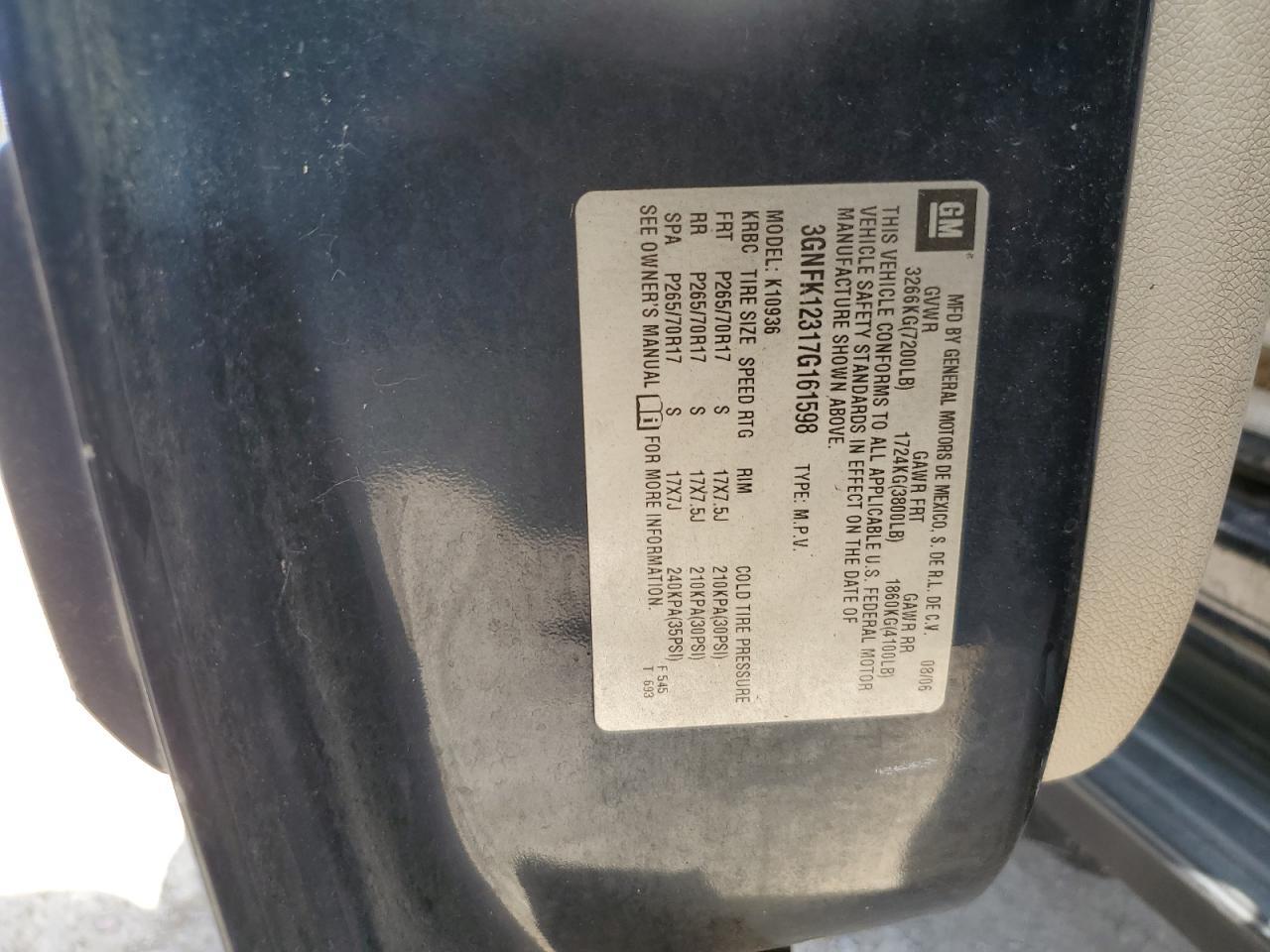 2007 Chevrolet Avalanche K1500 Copart, lot number: 58765745, vin: 3GNFK12317G161598. Thumbnail 12