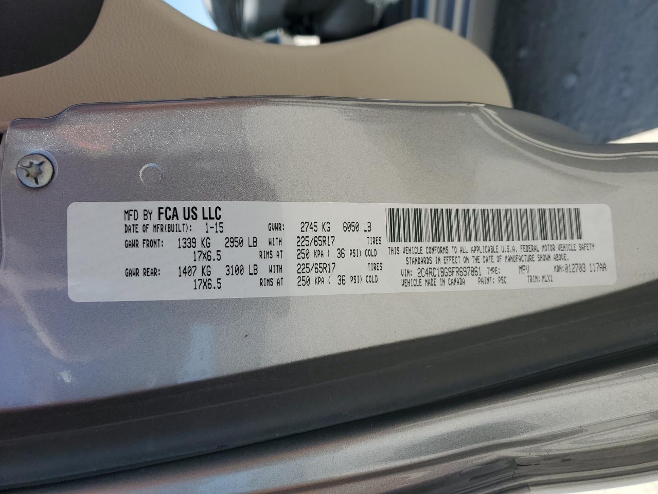 2015 Chrysler Town & Country Touring Copart, lot number: 56530225, vin: 2C4RC1BG9FR697861. Thumbnail 13