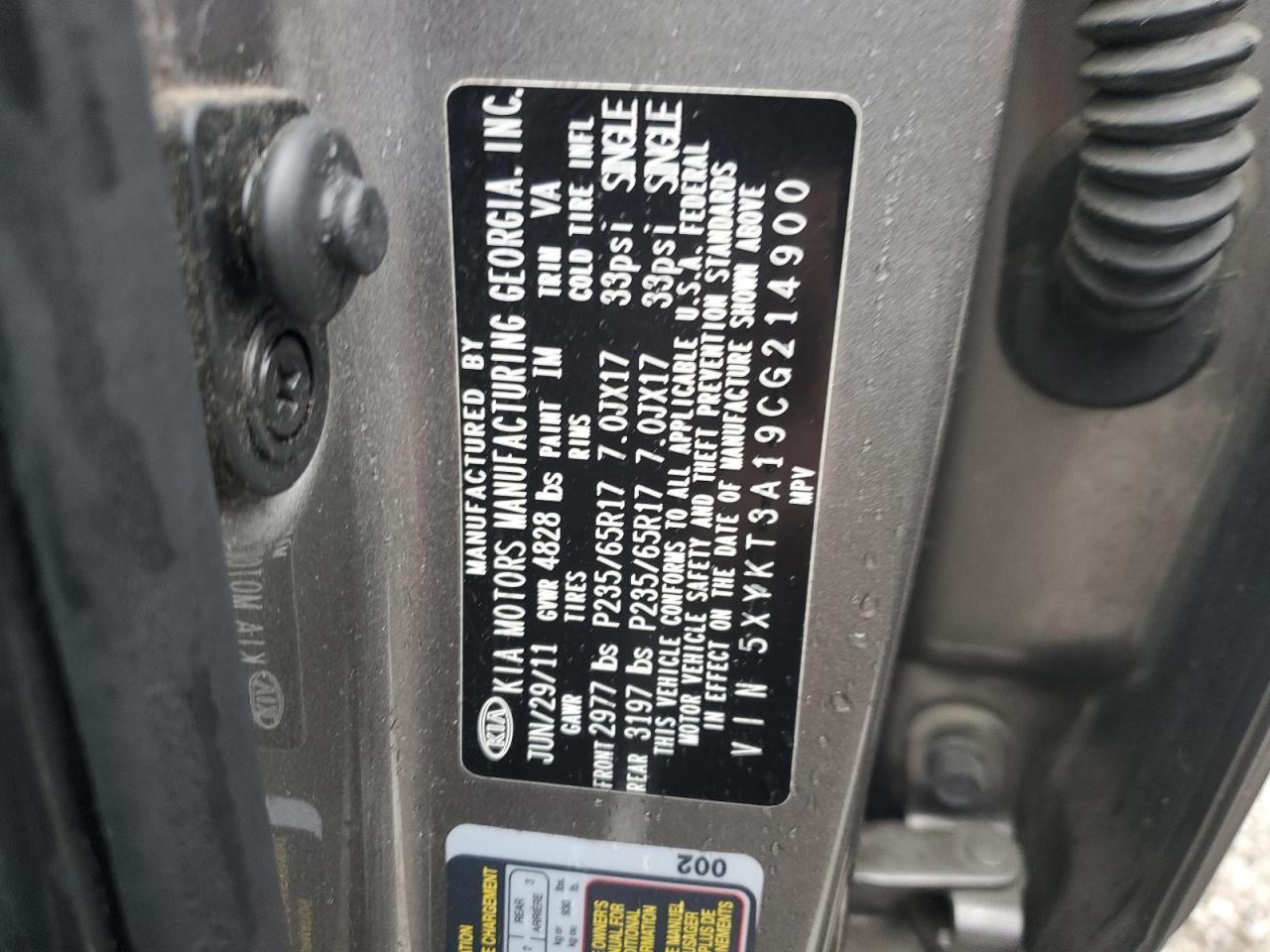 2012 Kia Sorento Base Copart, lot number: 58900935, vin: 5XYKT3A19CG214900. Thumbnail 13