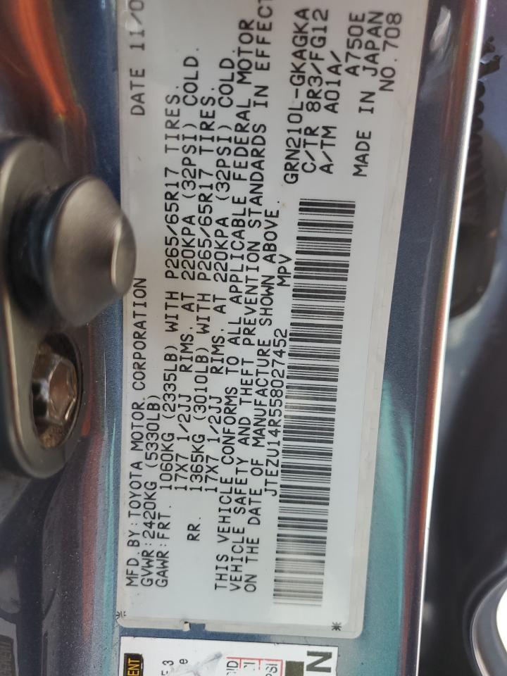 2005 Toyota 4Runner Sr5 Copart, lot number: 59169385, vin: JTEZU14R558027452. Thumbnail 13