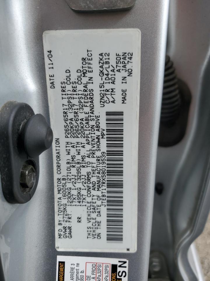2005 Toyota 4Runner Limited Copart, lot number: 55898085, vin: JTEBT17RX58019539. Thumbnail 14