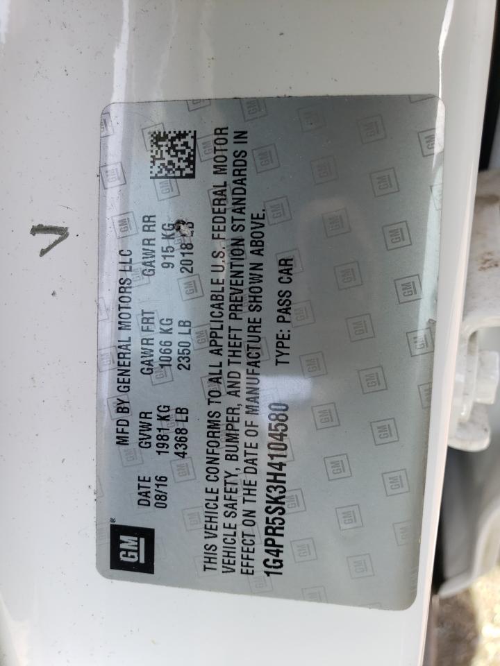 2017 Buick Verano Sport Touring Copart, lot number: 56405125, vin: 1G4PR5SK3H4104580. Thumbnail 12