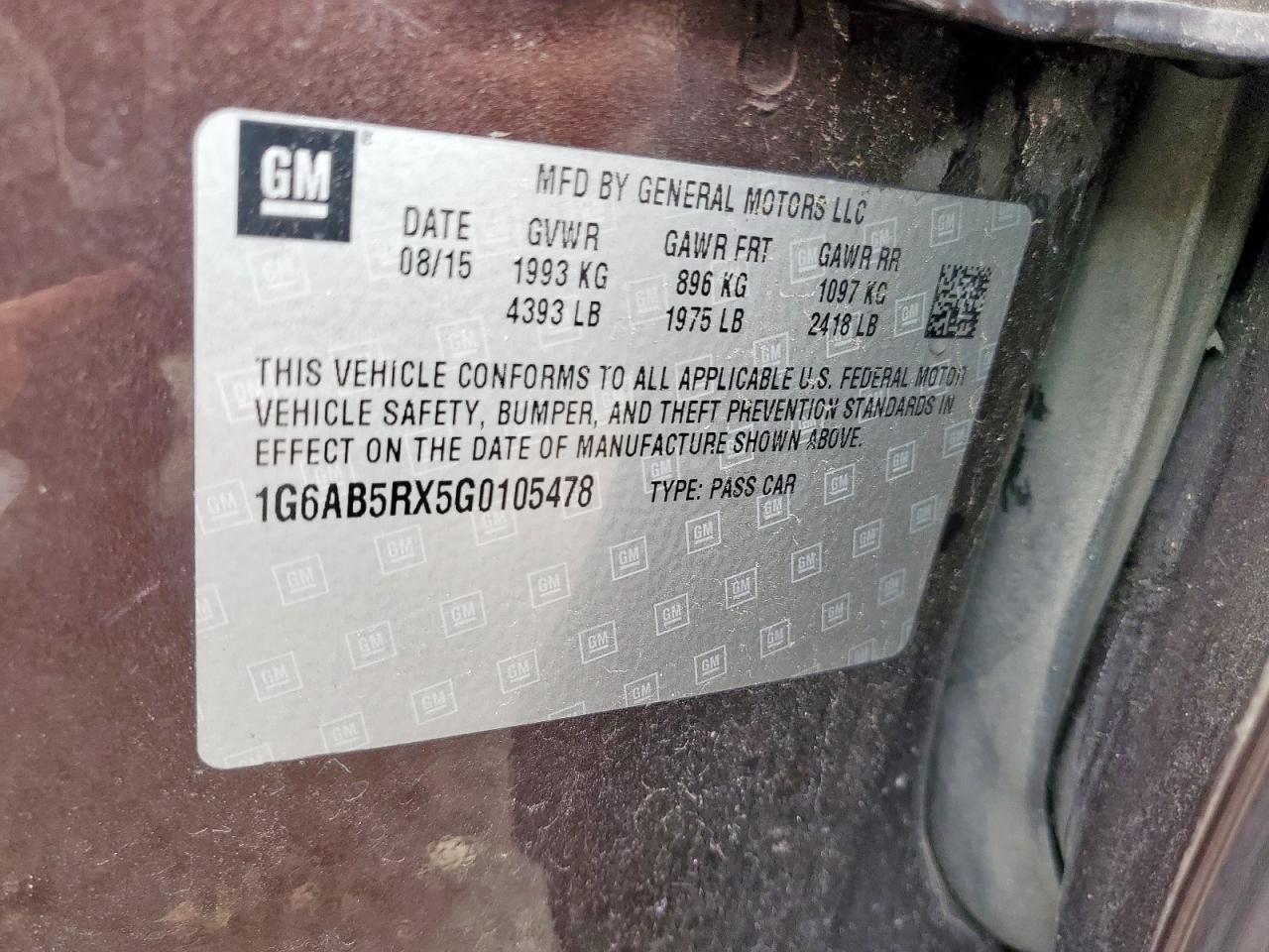 2016 Cadillac Ats Luxury Copart, lot number: 56560485, vin: 1G6AB5RX5G0105478. Thumbnail 12