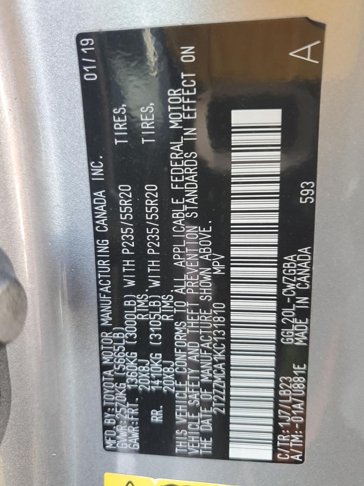 2019 Lexus Rx 350 Base Copart, lot number: 56415955, vin: 2T2ZZMCA1KC131810. Thumbnail 14