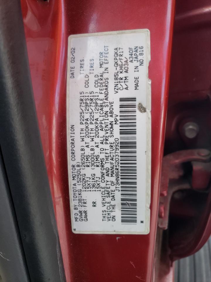 2002 Toyota 4Runner Sr5 Copart, lot number: 56417805, vin: JT3HN86R520379920. Thumbnail 13