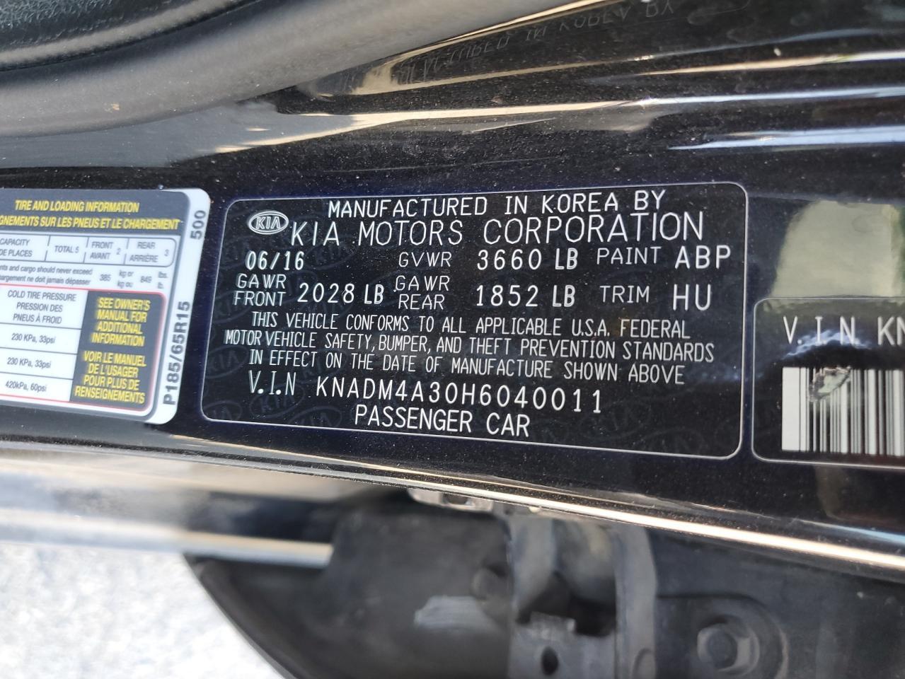 2017 Kia Rio Lx Copart, lot number: 58696625, vin: KNADM4A30H6040011. Thumbnail 12