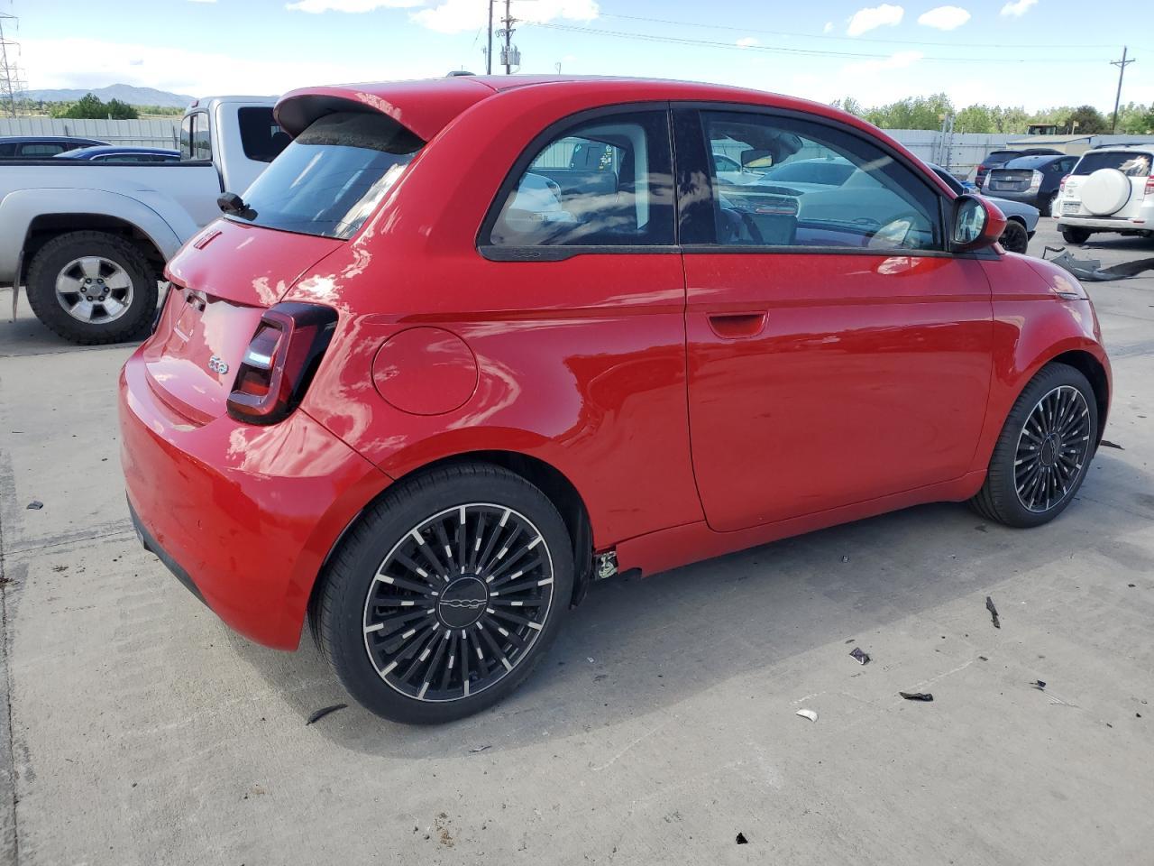 2024 Fiat 500 E Red Copart, lot number: 57270765, vin: ZFAFFAA43RX204609. Thumbnail 3