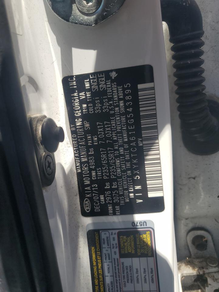 2014 Kia Sorento Lx Copart, lot number: 58216675, vin: 5XYKTCA61EG543895. Thumbnail 13