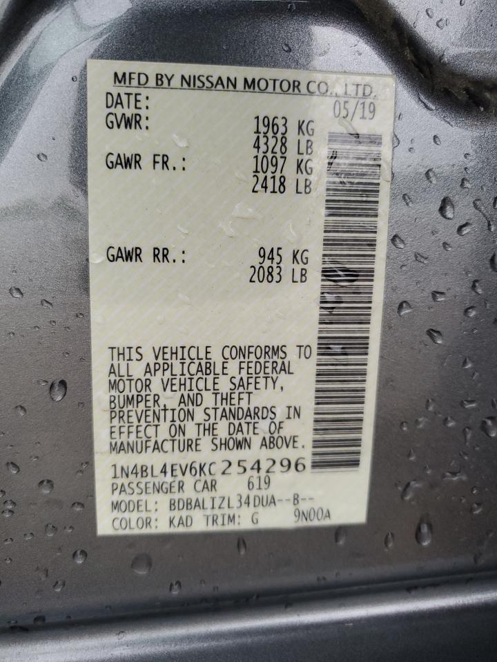 2019 Nissan Altima Sl Copart, lot number: 55441115, vin: 1N4BL4EV6KC254296. Thumbnail 12