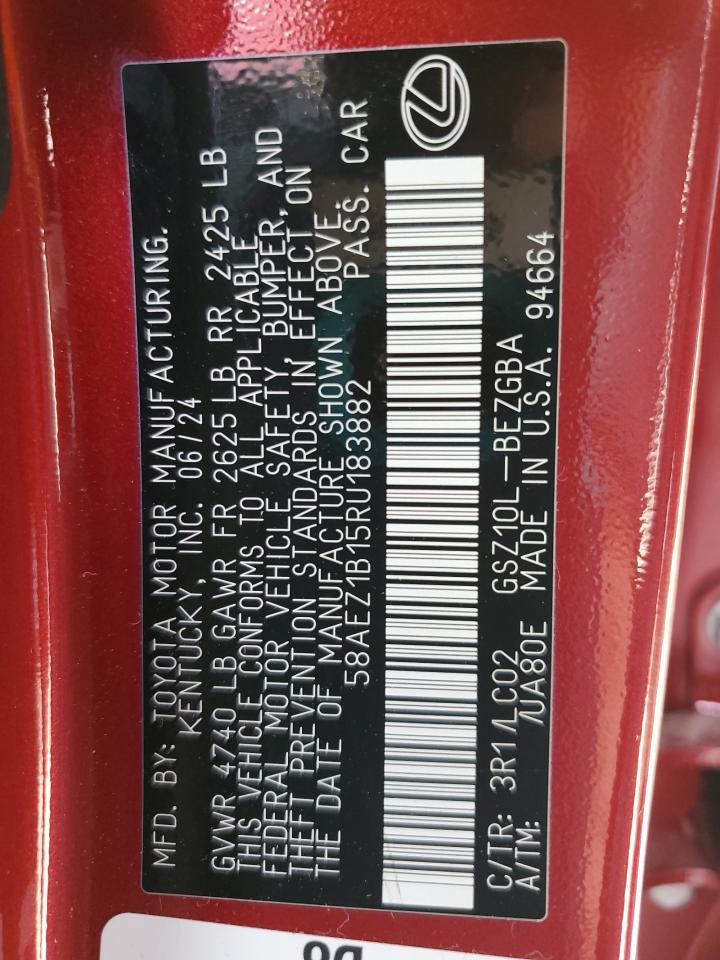 2024 Lexus Es 350 Base Copart, lot number: 55973695, vin: 58AEZ1B15RU183882. Thumbnail 12