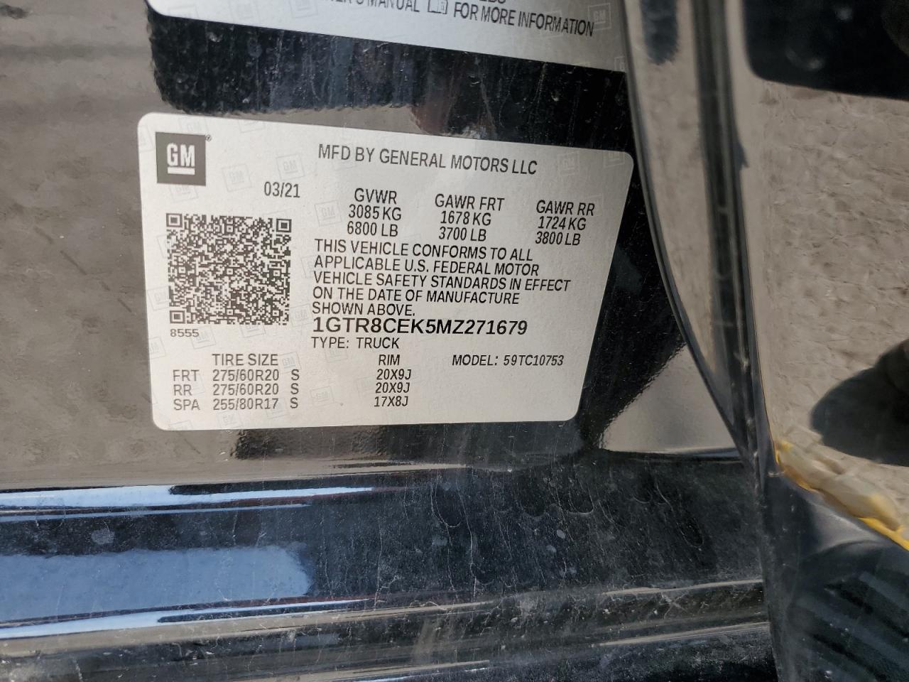 2021 GMC Sierra C1500 Elevation Copart, lot number: 59313275, vin: 1GTR8CEK5MZ271679. Thumbnail 13