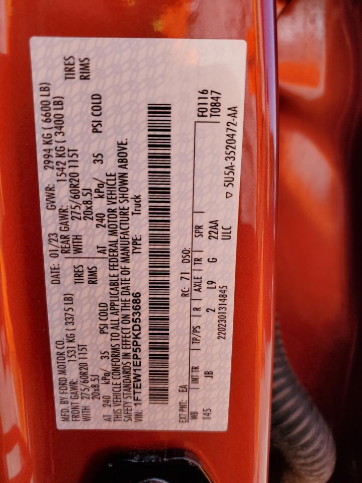 2023 Ford F150 Supercrew Copart, lot number: 55781555, vin: 1FTEW1EP5PKD53686. Thumbnail 13