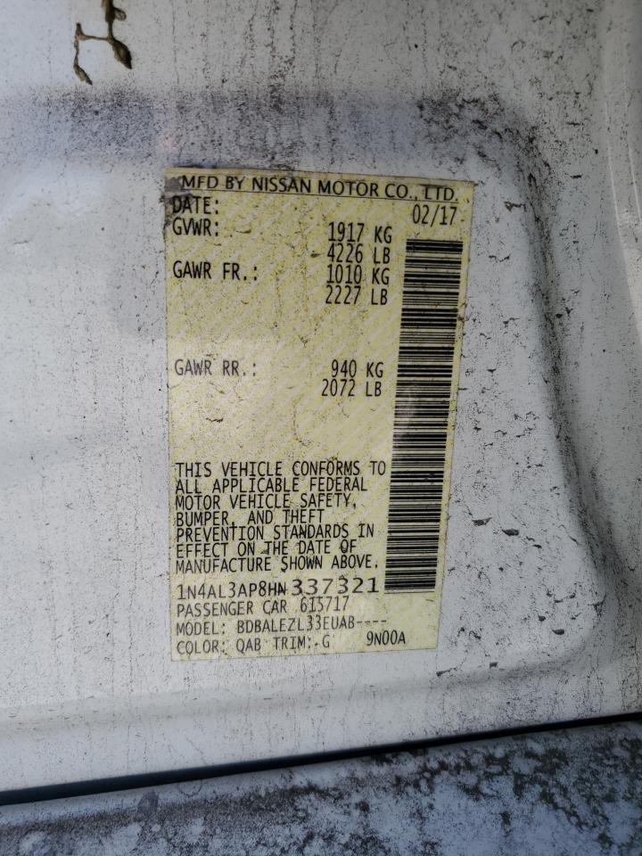 2017 Nissan Altima 2.5 Copart, lot number: 55649035, vin: 1N4AL3AP8HN337321. Thumbnail 12