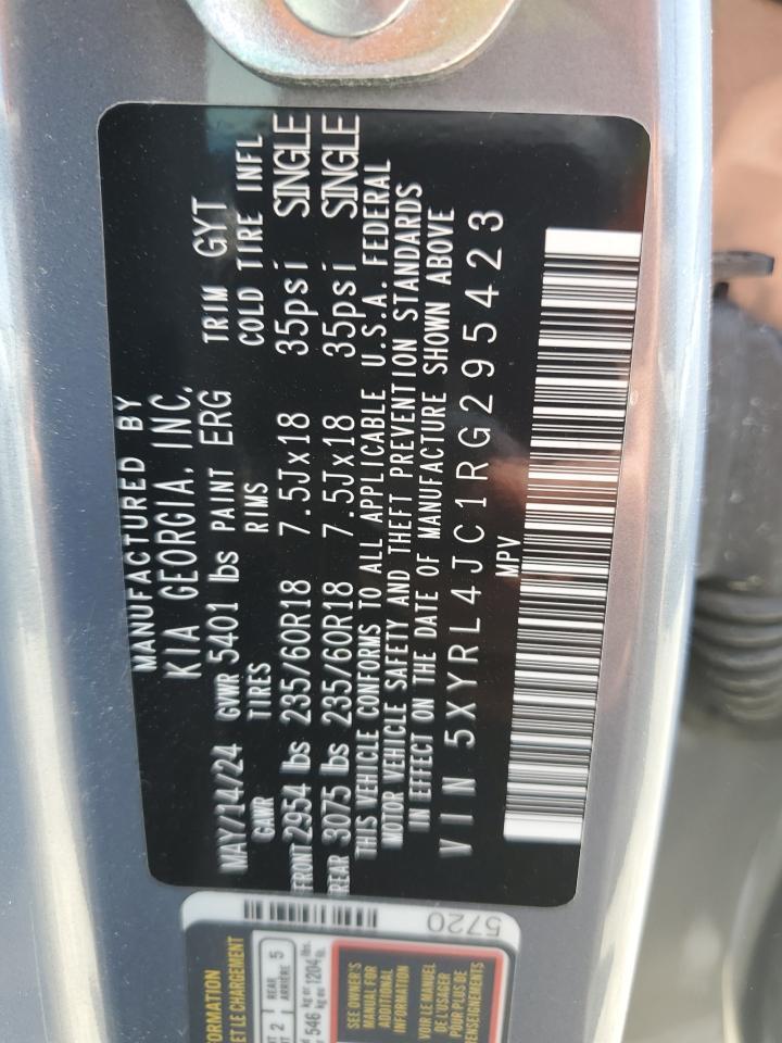 2024 Kia Sorento S Copart, lot number: 58540205, vin: 5XYRL4JC1RG295423. Thumbnail 14