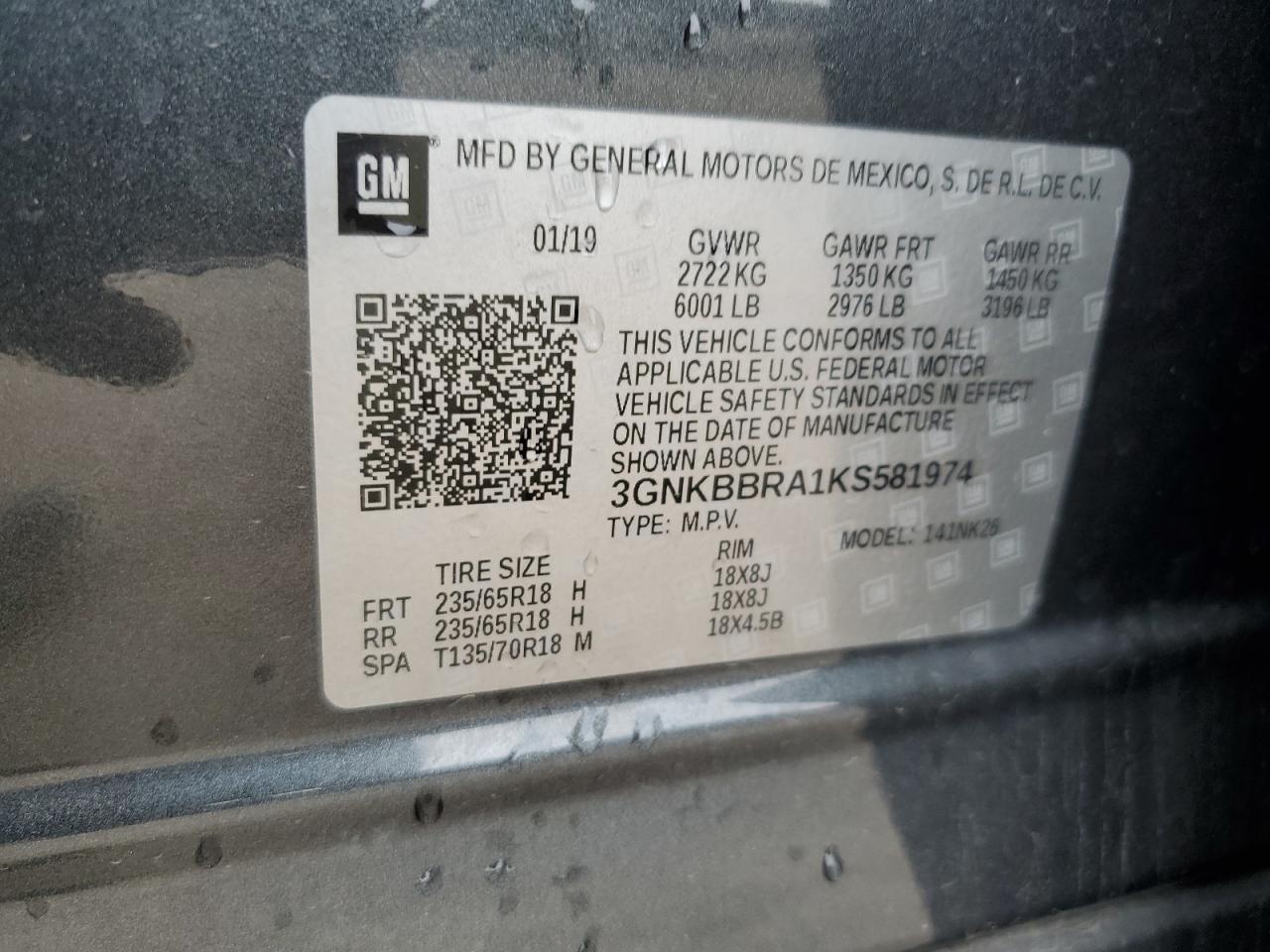 2019 Chevrolet Blazer 1Lt Copart, lot number: 58606145, vin: 3GNKBBRA1KS581974. Thumbnail 12