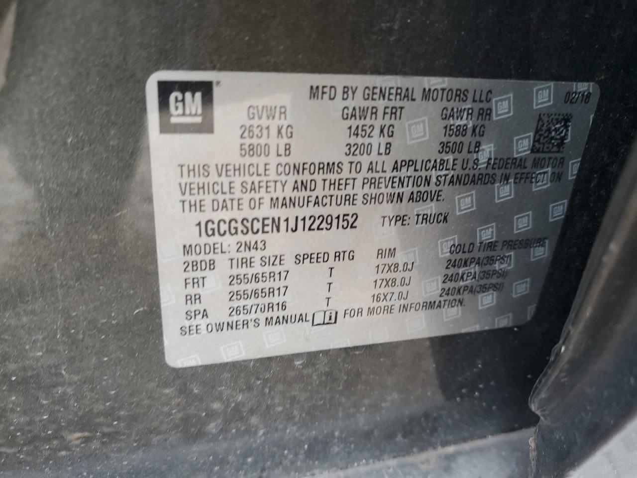 2018 Chevrolet Colorado Lt Copart, lot number: 55357735, vin: 1GCGSCEN1J1229152. Thumbnail 12