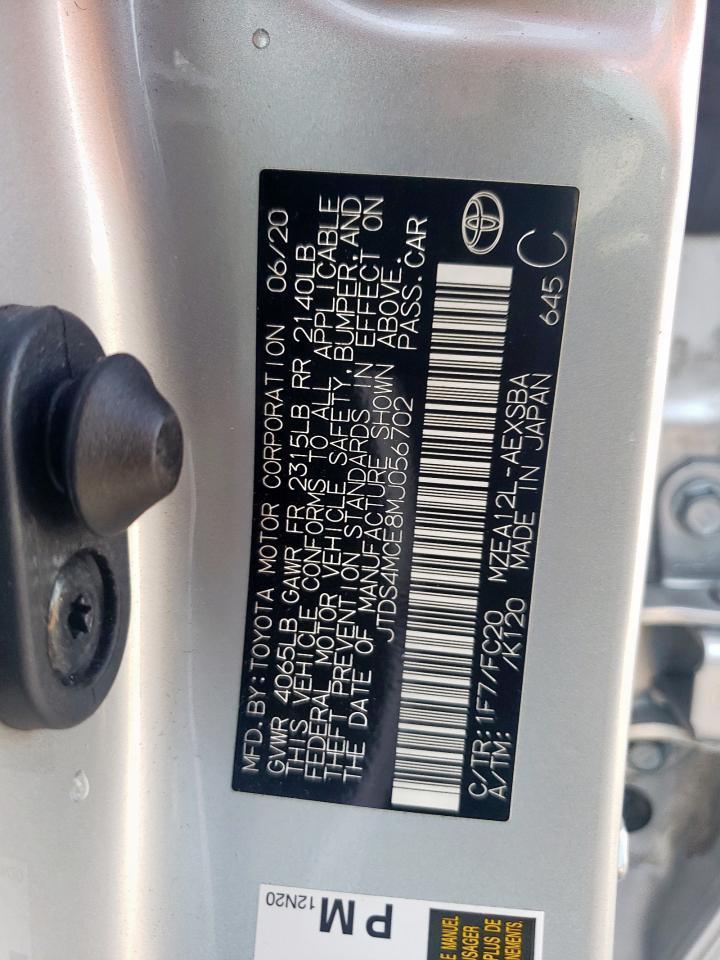 2021 Toyota Corolla Se Copart, lot number: 56152675, vin: JTDS4MCE8MJ056702. Thumbnail 12