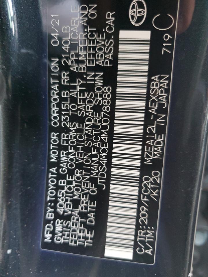 2021 Toyota Corolla Se Copart, lot number: 56607145, vin: JTDS4MCE4MJ078888. Thumbnail 12