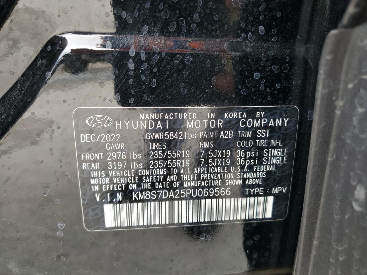 2023 Hyundai Santa Fe Limited Copart, lot number: 55275305, vin: KM8S7DA25PU069566. Thumbnail 13