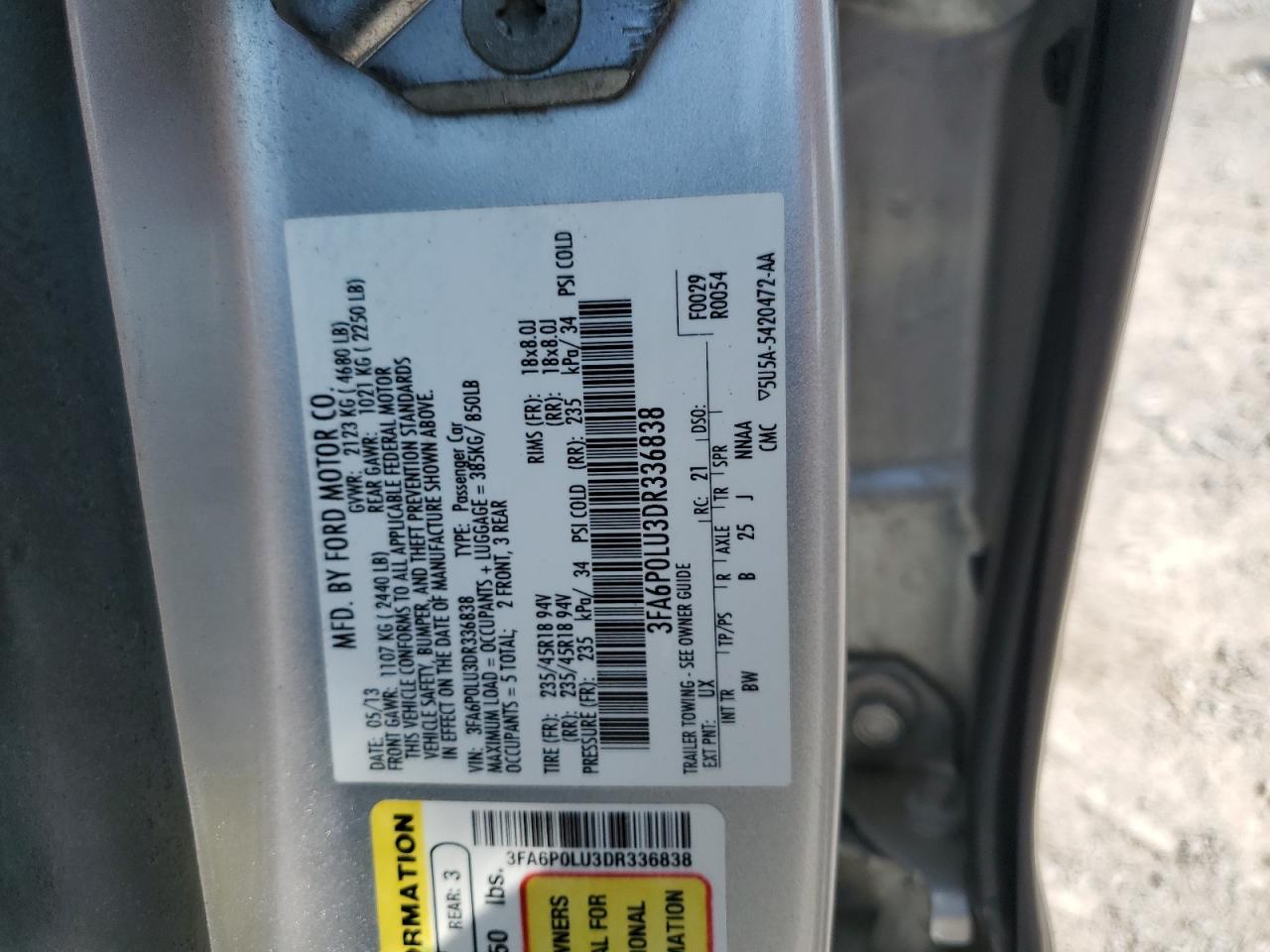 2013 Ford Fusion Se Hybrid Copart, lot number: 56205445, vin: 3FA6P0LU3DR336838. Thumbnail 12