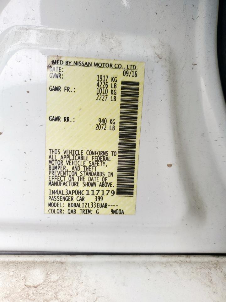 2017 Nissan Altima 2.5 Copart, lot number: 55898005, vin: 1N4AL3AP0HC117179. Thumbnail 12