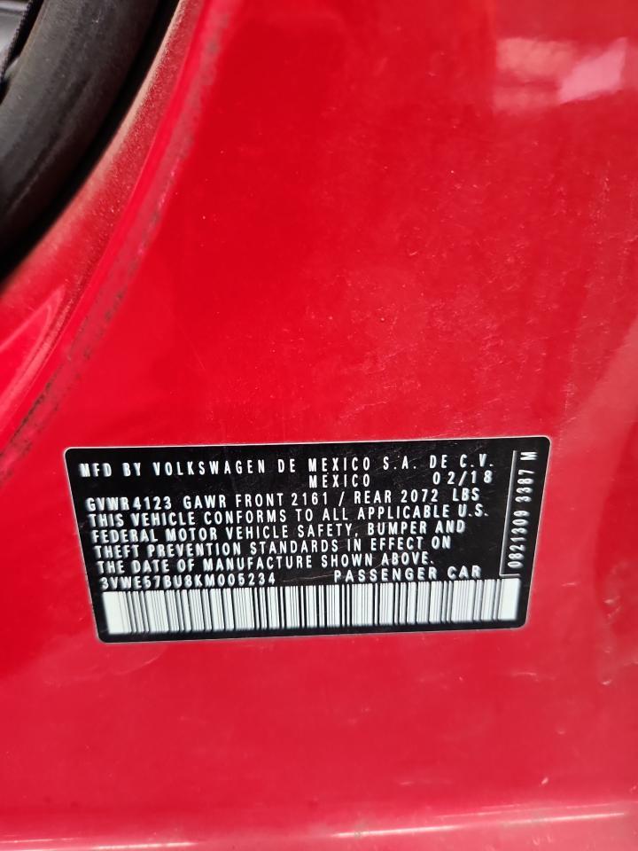 2019 Volkswagen Jetta Sel Copart, lot number: 58573595, vin: 3VWE57BU8KM005234. Thumbnail 12