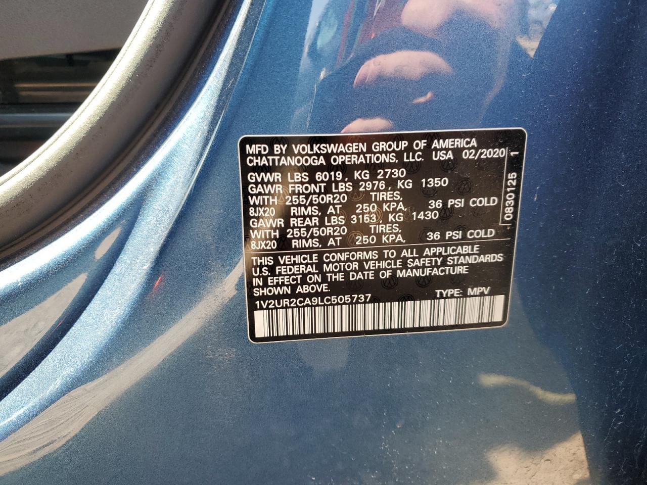 2020 Volkswagen Atlas Se Copart, lot number: 58748415, vin: 1V2UR2CA9LC505737. Thumbnail 13