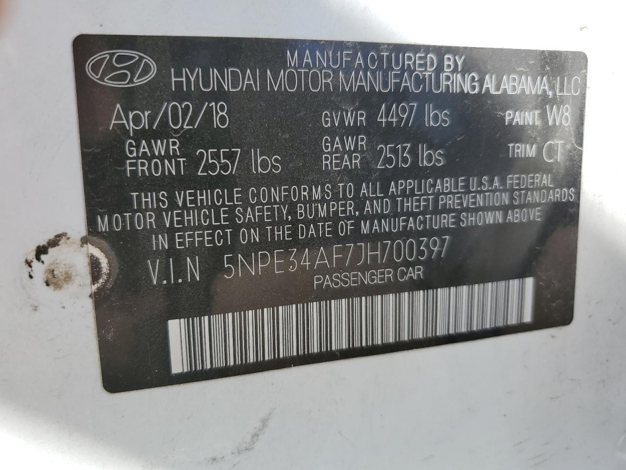 2018 Hyundai Sonata Sport Copart, lot number: 56054755, vin: 5NPE34AF7JH700397. Thumbnail 13