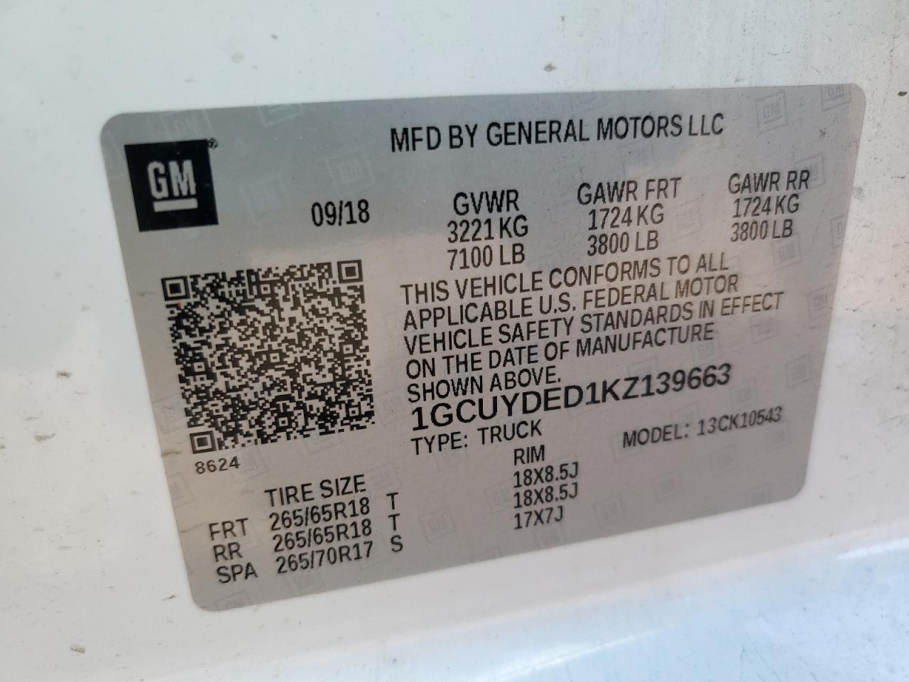 2019 Chevrolet Silverado K1500 Lt Copart, lot number: 56334405, vin: 1GCUYDED1KZ139663. Thumbnail 13