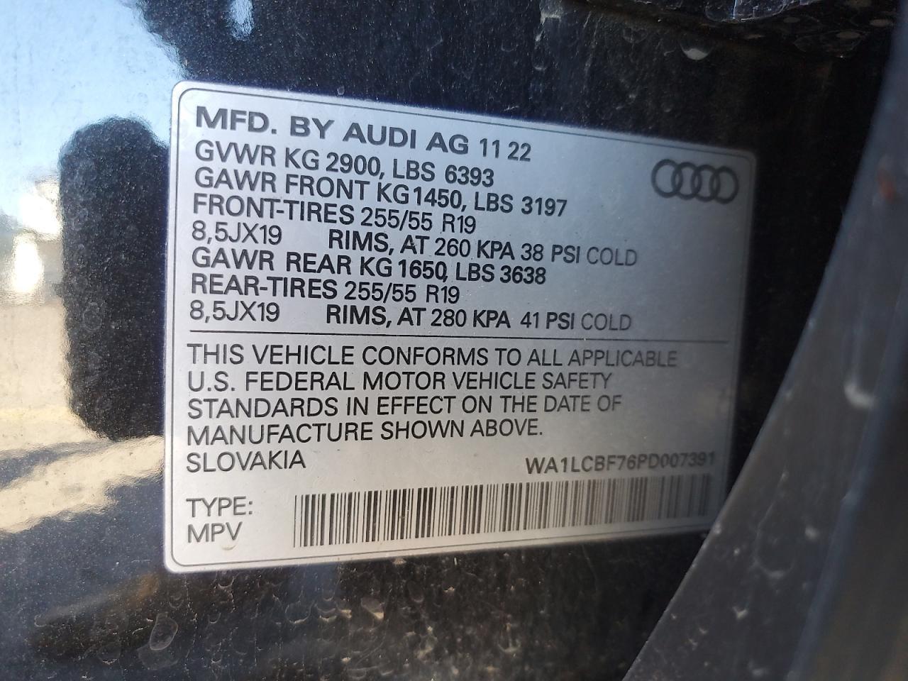 2023 Audi Q7 Premium Plus Copart, lot number: 58508185, vin: WA1LCBF76PD007391. Thumbnail 12