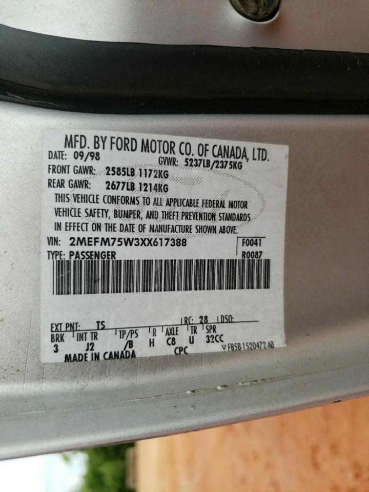 1999 Mercury Grand Marquis Ls Copart, lot number: 58811195, vin: 2MEFM75W3XX617388. Thumbnail 12