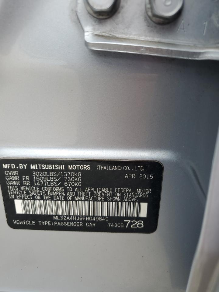 2015 Mitsubishi Mirage Es Copart, lot number: 59035425, vin: ML32A4HJ9FH049849. Thumbnail 13