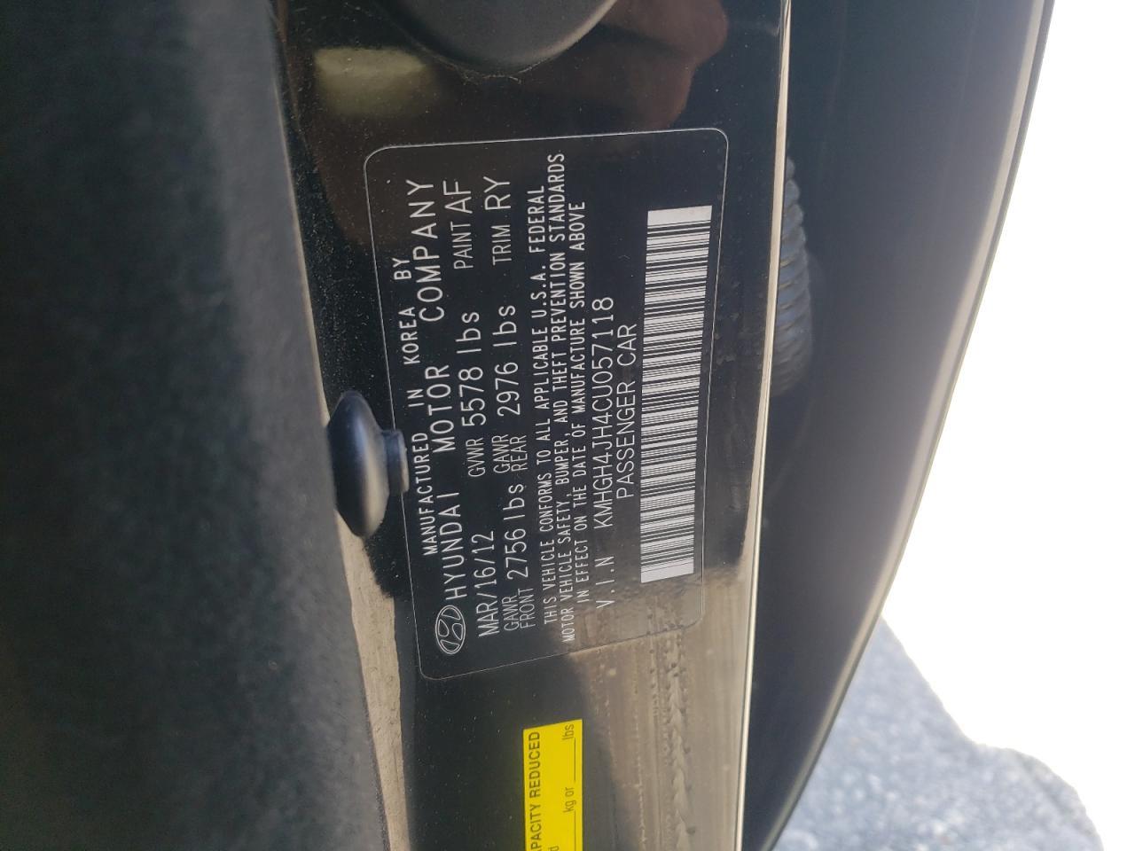 2012 Hyundai Equus Signature Copart, lot number: 58478515, vin: KMHGH4JH4CU057118. Thumbnail 12