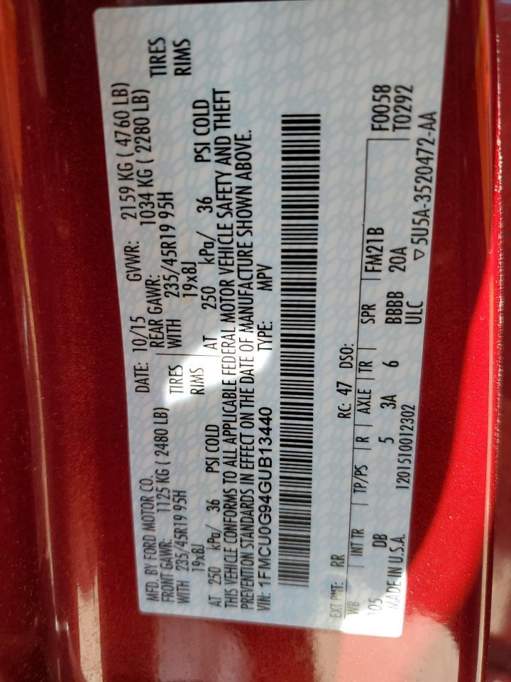 2016 Ford Escape Se Copart, lot number: 55476995, vin: 1FMCU0G94GUB13440. Thumbnail 14