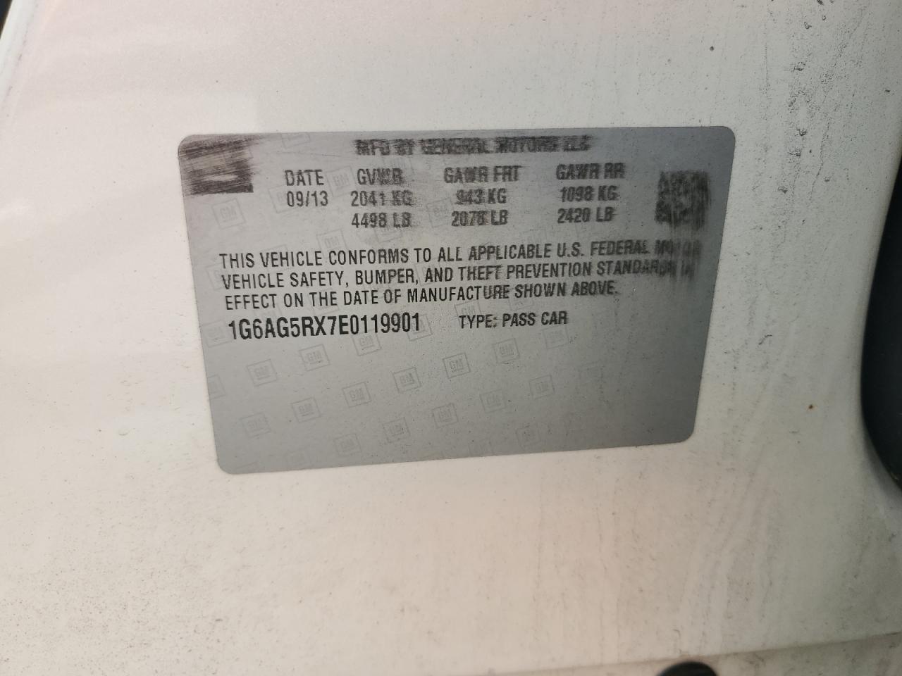 2014 Cadillac Ats Copart, lot number: 58985495, vin: 1G6AG5RX7E0119901. Thumbnail 12