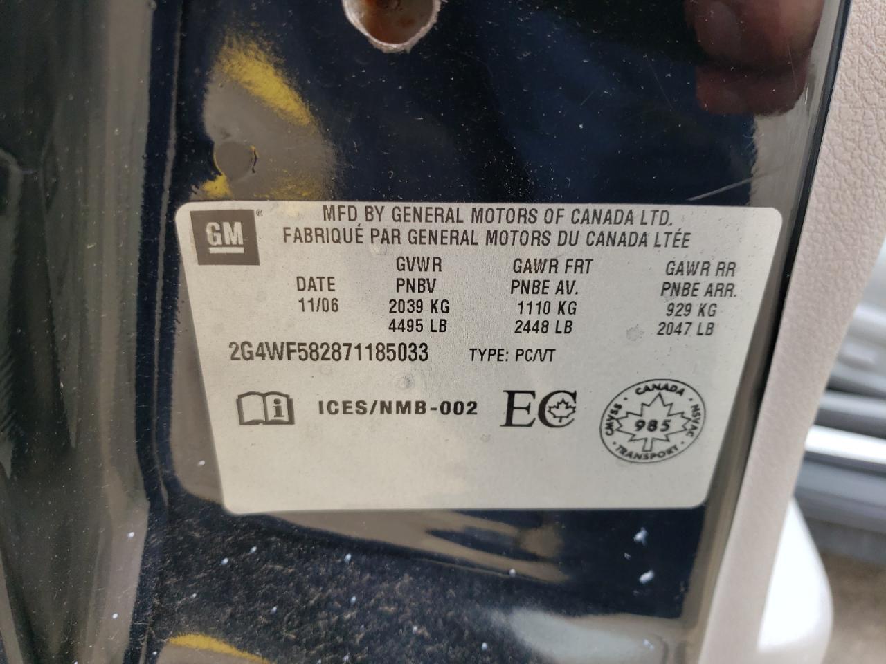 2007 Buick Allure Cx Copart, lot number: 58516325, vin: 2G4WF582871185033. Thumbnail 13