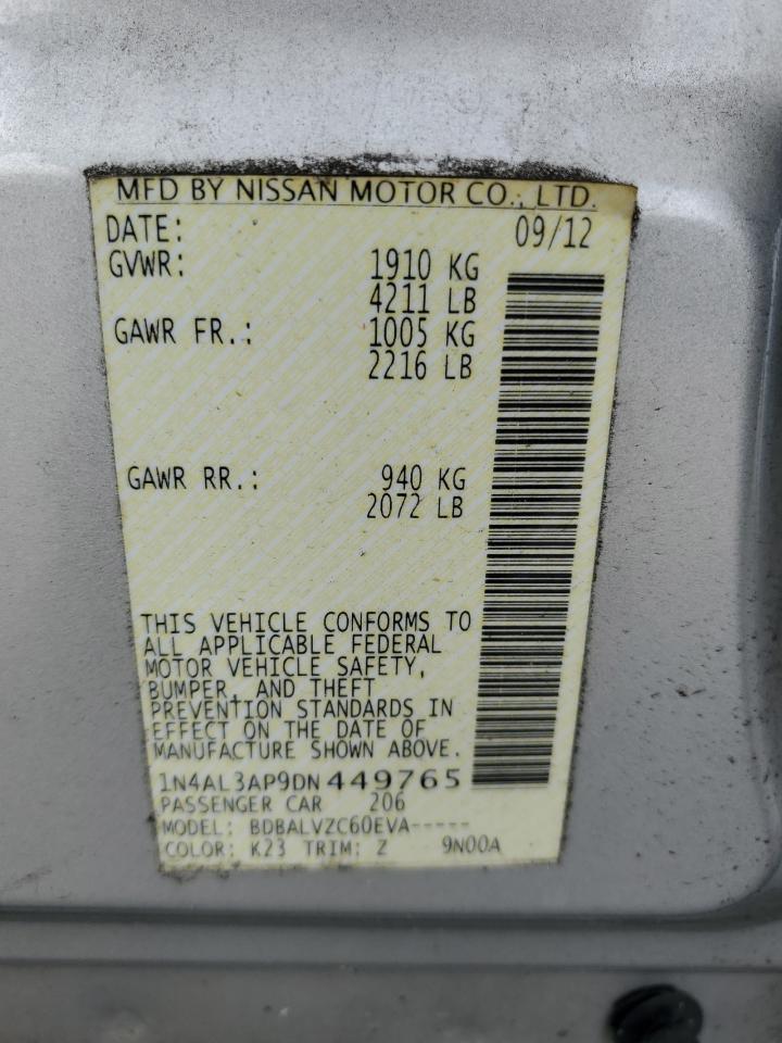 2013 Nissan Altima 2.5 Copart, lot number: 56493175, vin: 1N4AL3AP9DN449765. Thumbnail 12