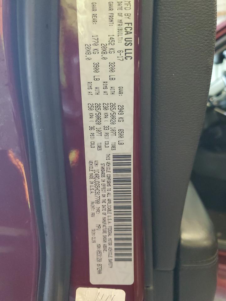 2017 Dodge Durango Gt Copart, lot number: 54650215, vin: 1C4RDJDG5HC917700. Thumbnail 13